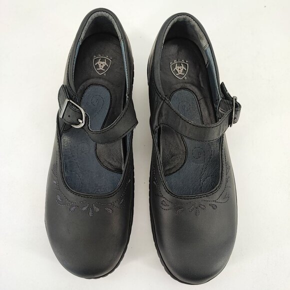 Ariat Women's Caroline Black Leather Clogs Size 8.5B - Picture 4 of 8